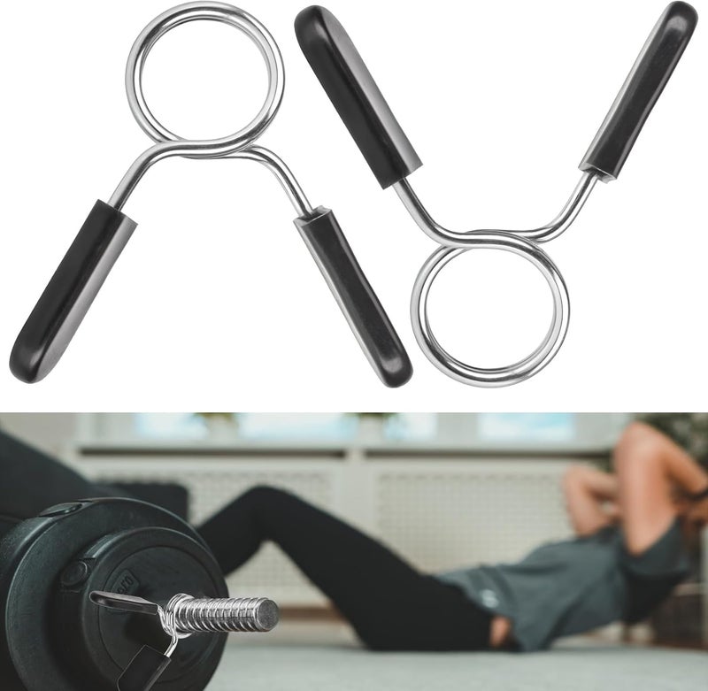AccEncyc Spring Clip Collars 1 Inch Olympic Barbell Clamps Dumbbell Clips Weight Bar Clips for Weightlifting, Powerlifting, Strength Training - Image 1